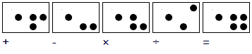 Operator signs for addition, subtraction, multiplication, division, and equals to in Nemeth Code